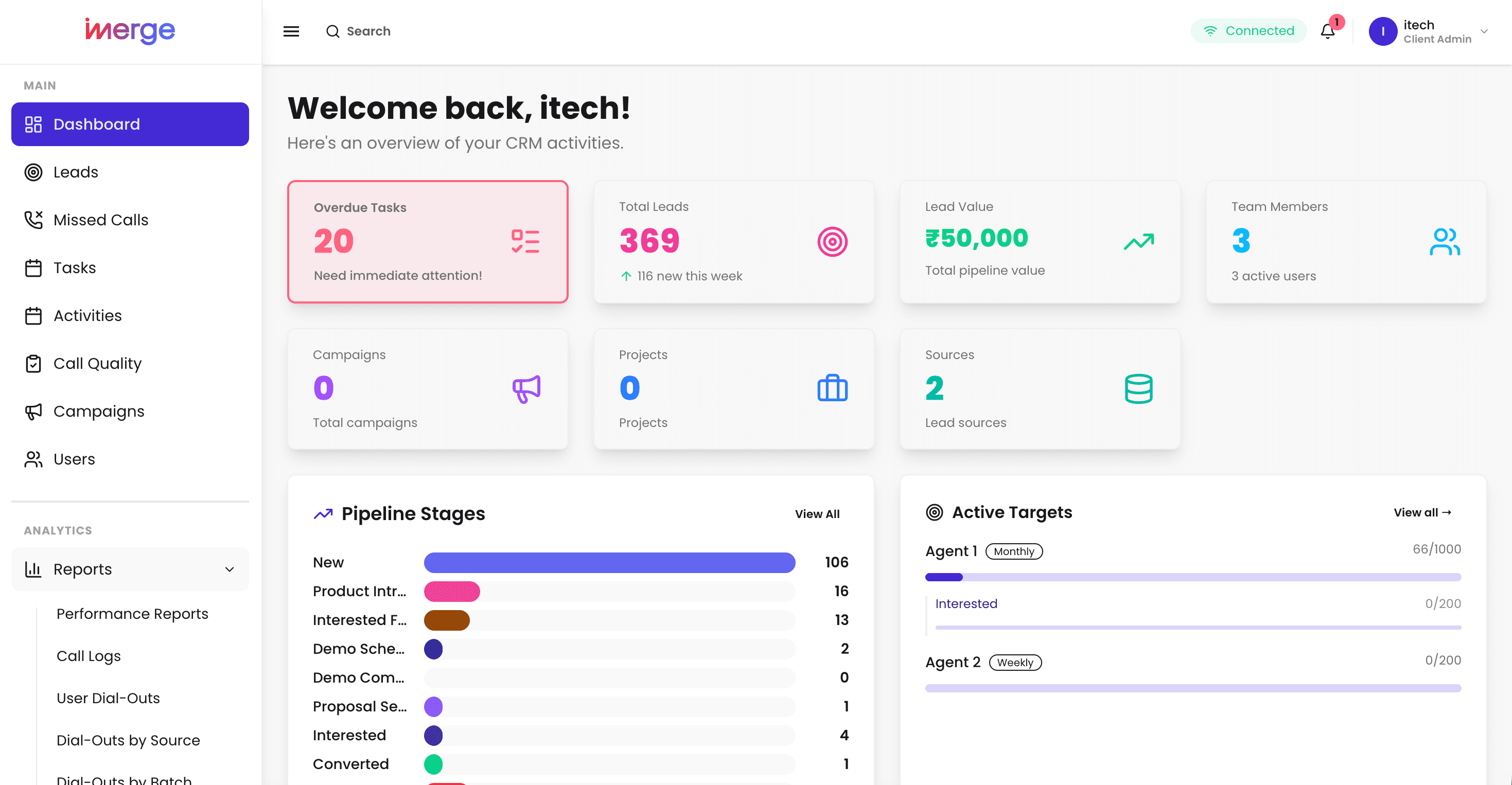 iMerge CRM Dashboard
